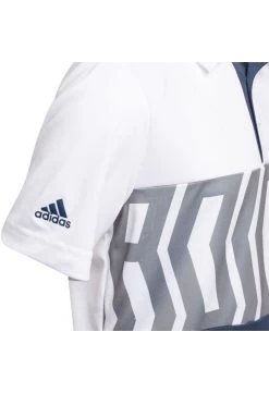Adidas Junior Print Colour Blocking Polo Shirt GM4116 -Golf Club Shop adidas Boys Print Colour Blocking Polo Shirt GM4116 90